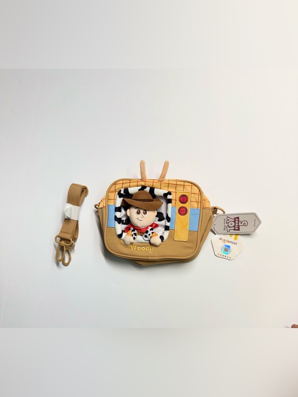 Disney Potdemiel Toy Story Woody Cowboy Crossbody Purse Bag Retro TV Plush NWT